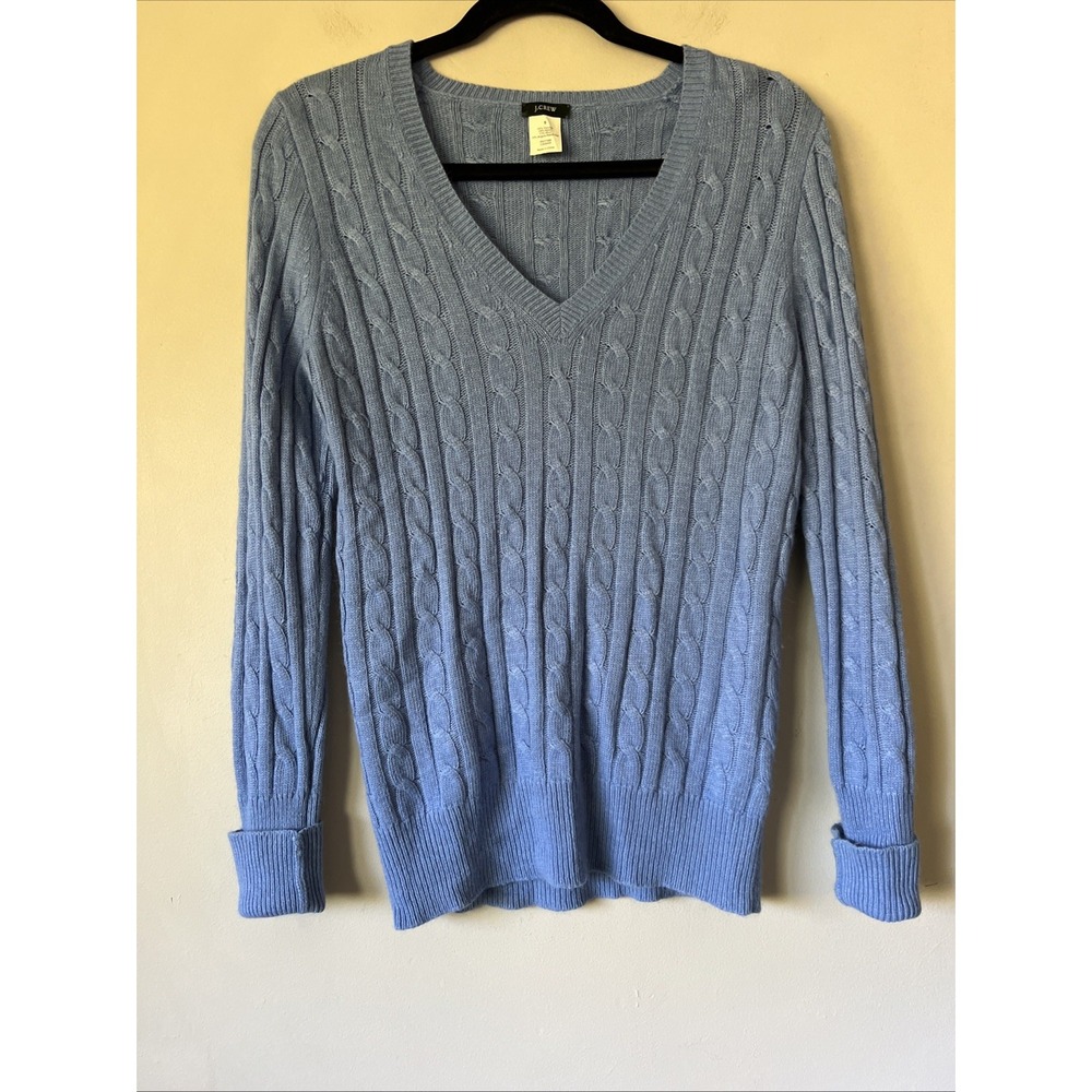 JCREW Women's Cable Knit Angora Blend V-neck Sweater S Preppy y2k